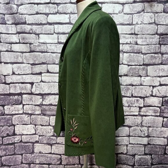 Susan Graver Green Button Down Long Sleeve Jacket Size L - Picture 4 of 9